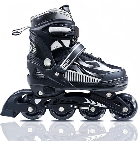 Adjustable Inline Skates for Kids and Teens Ages 4-16, All 8 Wheels of Inline Roller Skates Light Up, Safe and Fun Illuminating for Outdoor Indoor Sports in Saudi Arabia