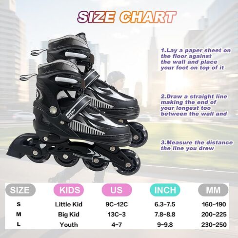 Adjustable Inline Skates for Kids and Teens Ages 4-16, All 8 Wheels of Inline Roller Skates Light Up, Safe and Fun Illuminating for Outdoor Indoor Sports in Saudi Arabia
