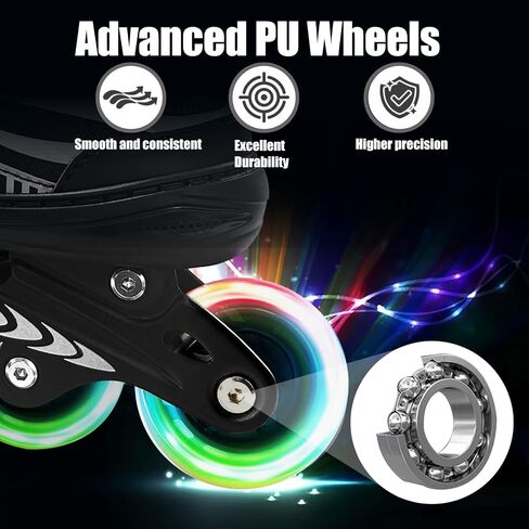 Adjustable Inline Skates for Kids and Teens Ages 4-16, All 8 Wheels of Inline Roller Skates Light Up, Safe and Fun Illuminating for Outdoor Indoor Sports in Saudi Arabia