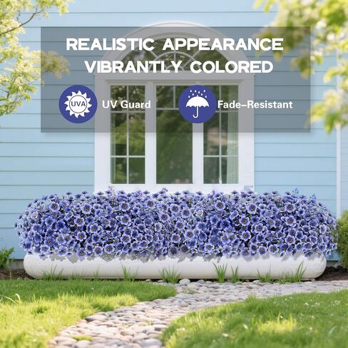 20 Bundles Artificial Flowers for Outdoors Decorations, Fake Flowers Faux Plants Silk Colorful Daisy Eucalyptus Flowers Realistic UV Resistant for Garden Patio Porch Box Home Decor, White in Saudi Arabia
