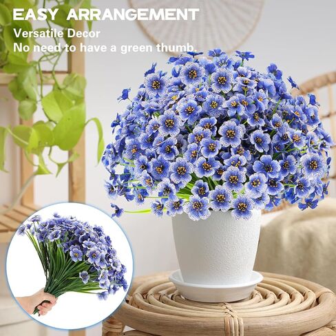 20 Bundles Artificial Flowers for Outdoors Decorations, Fake Flowers Faux Plants Silk Colorful Daisy Eucalyptus Flowers Realistic UV Resistant for Garden Patio Porch Box Home Decor, White in Saudi Arabia
