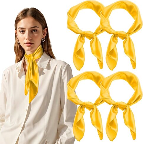 simarro 4Pcs 23.5 Inches Red Silk Feeling Scarf Satin Head Scarves for Women, Fashion Square Neck Scarf Breathable Lightweight Clothing Handbag Accessories in Saudi Arabia