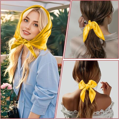 simarro 4Pcs 23.5 Inches Red Silk Feeling Scarf Satin Head Scarves for Women, Fashion Square Neck Scarf Breathable Lightweight Clothing Handbag Accessories in Saudi Arabia