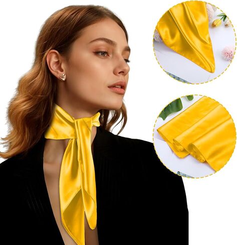 simarro 4Pcs 23.5 Inches Red Silk Feeling Scarf Satin Head Scarves for Women, Fashion Square Neck Scarf Breathable Lightweight Clothing Handbag Accessories in Saudi Arabia