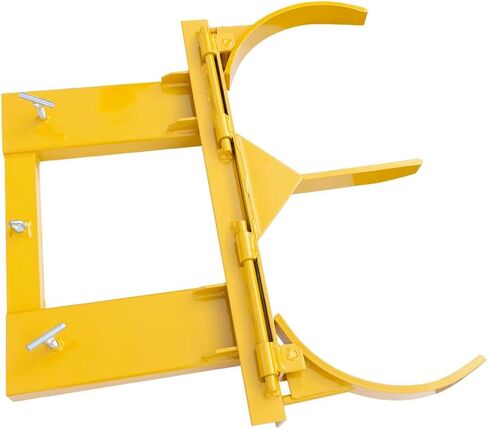 Drum Grabber 1500lbs Capacity Single Fork Mounted Drum Gripper, Hinged Folding Arm Design for 55 Gallon Drums up to 22.4" Diameter, Yellow in Saudi Arabia