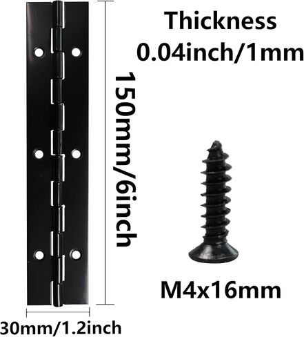 4PCS 6Inch Black Piano Hinge, Heavy Duty Metal Continuous Hinge Folding Hinges for Cabinet Doors Pianos Mailbox Boxes in Kuwait