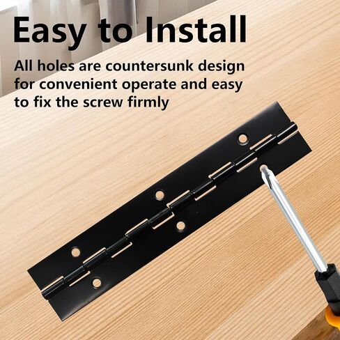 4PCS 6Inch Black Piano Hinge, Heavy Duty Metal Continuous Hinge Folding Hinges for Cabinet Doors Pianos Mailbox Boxes in Kuwait