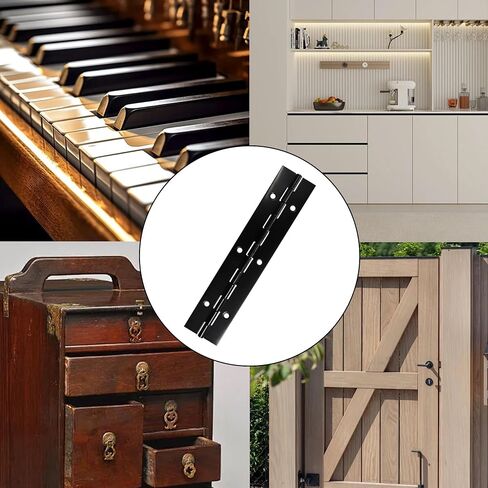 4PCS 6Inch Black Piano Hinge, Heavy Duty Metal Continuous Hinge Folding Hinges for Cabinet Doors Pianos Mailbox Boxes in Kuwait
