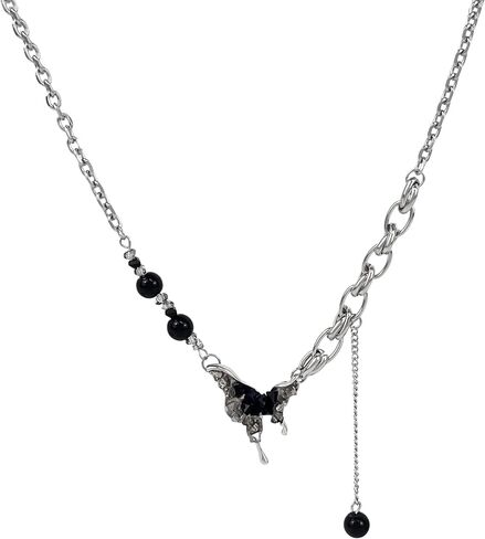 Choker Butterfly Necklace for Women Irregular Y2k Choker Flower Button Fashionable Jewelry Women's Silver in Kuwait