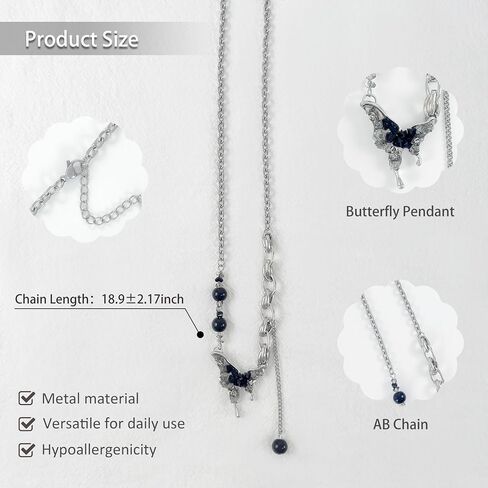 Choker Butterfly Necklace for Women Irregular Y2k Choker Flower Button Fashionable Jewelry Women's Silver in Kuwait