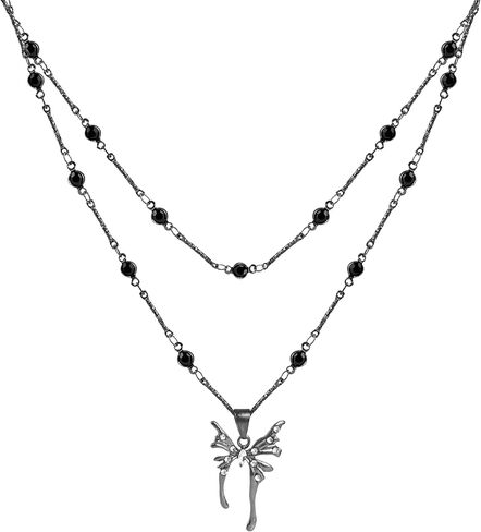 Choker Butterfly Necklace for Women Irregular Y2k Choker Flower Button Fashionable Jewelry Women's Silver in Kuwait