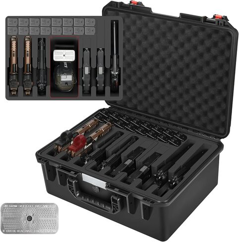 Hard Gun Case for 4 Handgun Pistols - Holds 4 Pistol Case & 24 Magazines, Pre-cut TSA Approved Multi Pistol Waterproof Carrying Case, Waterproof Storage Box for Beretta, for Smith & Wesson, for Glock in Kuwait