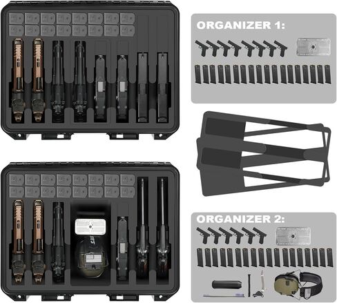Hard Gun Case for 4 Handgun Pistols - Holds 4 Pistol Case & 24 Magazines, Pre-cut TSA Approved Multi Pistol Waterproof Carrying Case, Waterproof Storage Box for Beretta, for Smith & Wesson, for Glock in Kuwait