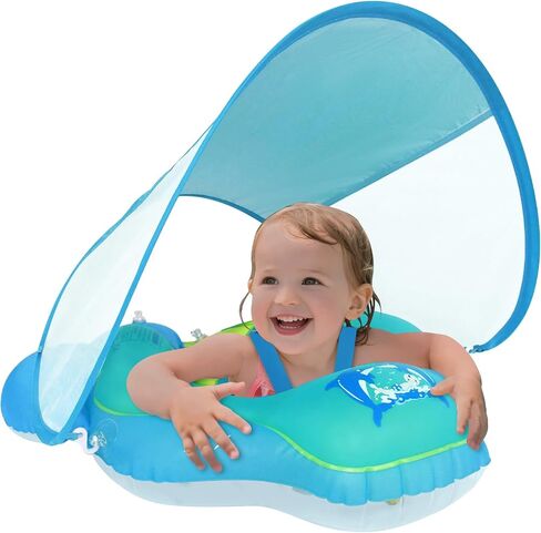 بركة الأطفال ، تعويم ، Meegoo Baby Swim Float مع مظلة قابلة للإزالة وحماية upf50+ ، حمام سباحة قابلة للنفخ للرضع يطفو على الأطفال الذين تتراوح أعمارهم بين 3-36 أشهر ، ومدرب السباحة in Kuwait