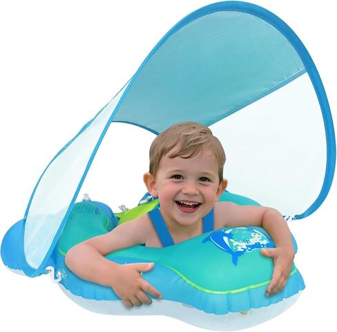 بركة الأطفال ، تعويم ، Meegoo Baby Swim Float مع مظلة قابلة للإزالة وحماية upf50+ ، حمام سباحة قابلة للنفخ للرضع يطفو على الأطفال الذين تتراوح أعمارهم بين 3-36 أشهر ، ومدرب السباحة in Kuwait