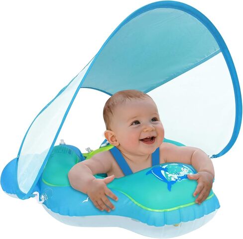 بركة الأطفال ، تعويم ، Meegoo Baby Swim Float مع مظلة قابلة للإزالة وحماية upf50+ ، حمام سباحة قابلة للنفخ للرضع يطفو على الأطفال الذين تتراوح أعمارهم بين 3-36 أشهر ، ومدرب السباحة in Kuwait