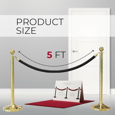 4pcs White Velvet Rope 5ft - حبال مخملية ناعمة مع نهايات Silver Snap Stanchion in Kuwait