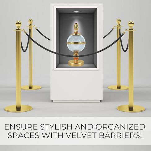 4pcs White Velvet Rope 5ft - حبال مخملية ناعمة مع نهايات Silver Snap Stanchion in Kuwait