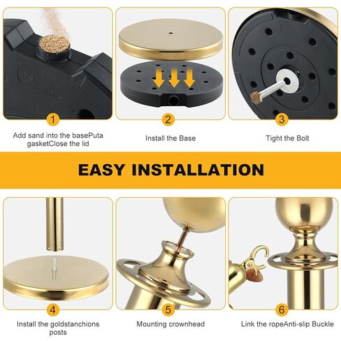 4Pack Stainless Steel Stanchion Post Queue w/ 2 PCS 5 ft Red Velvet Rope, Red Carpet Ropes and Poles, Gold Stanchion and Velvet Ropes Safety Crowd Control Barriers Set for Party Supplies in Kuwait