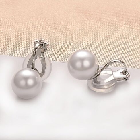 Pearl Clip On Earrings for Women Chunky Gold Drop Earrings for Women Lightweight Hollow 18K Gold Plated Hypoallergenic Jewelry in Saudi Arabia