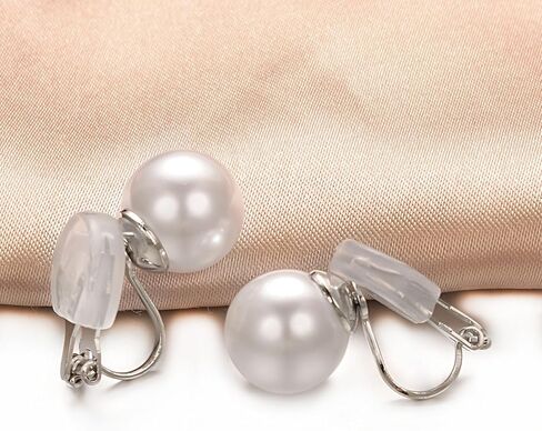 Pearl Clip On Earrings for Women Chunky Gold Drop Earrings for Women Lightweight Hollow 18K Gold Plated Hypoallergenic Jewelry in Saudi Arabia