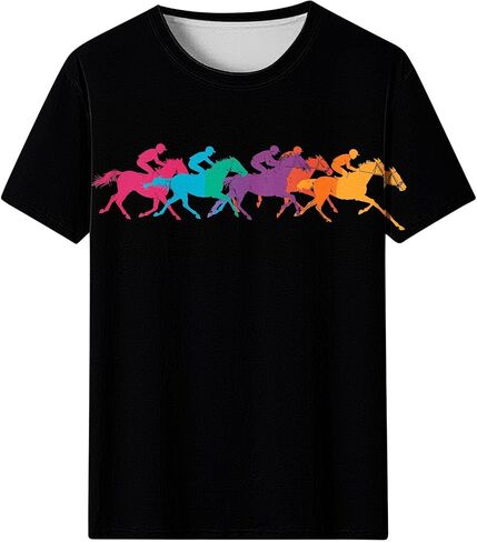Women Horse Racing Tops Short Sleeve Vintage Shirts Summer Funny Graphic Tees Summer Blouses Holiday Workout Clothes in Saudi Arabia