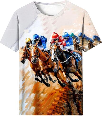 Women Horse Racing Tops Short Sleeve Vintage Shirts Summer Funny Graphic Tees Summer Blouses Holiday Workout Clothes in Saudi Arabia
