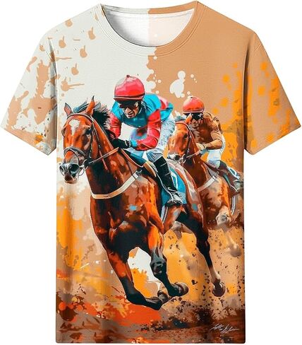 Women Horse Racing Tops Short Sleeve Vintage Shirts Summer Funny Graphic Tees Summer Blouses Holiday Workout Clothes in Saudi Arabia