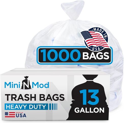 Clear 13 Gallon Trash Bags – Bulk 1000 Count – Tall Kitchen Garbage Bags – 13 Gal Unscented Plastic Can Liners for Bathroom, Office, Janitorial, Commercial, Industrial, Municipal – Drawstring-Free in Kuwait