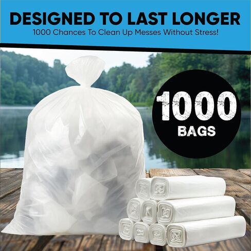 Clear 13 Gallon Trash Bags – Bulk 1000 Count – Tall Kitchen Garbage Bags – 13 Gal Unscented Plastic Can Liners for Bathroom, Office, Janitorial, Commercial, Industrial, Municipal – Drawstring-Free in Kuwait