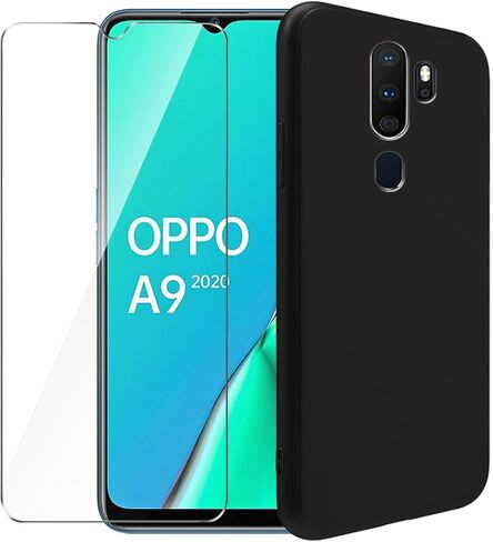 علبة السيليكون لـ OPPO A9 2020 ، علبة حماية ذات جسم كامل لللمس ، وغطاء حماية الصدمات المضاد للصدمات مع بطانة الألياف الدقيقة (أسود) in Saudi Arabia