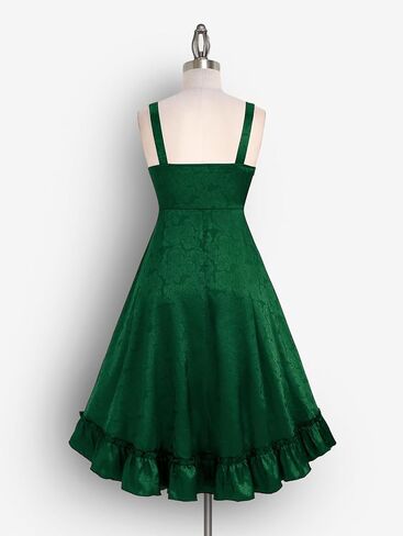 Rosegal Womens Plus Size Victorian Gothic Jacquard Grommets Buckle Cross Layered Sleeveless Midi Dress in Kuwait