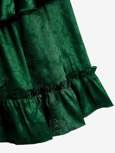 Rosegal Womens Plus Size Victorian Gothic Jacquard Grommets Buckle Cross Layered Sleeveless Midi Dress in Kuwait