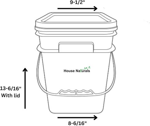 House Naturals 4 Gallon Square Food Grade Bucket Pail with Plastic Handles and Lid (Pack of 3) Made in USA containers (Aqua-White lids) in Kuwait