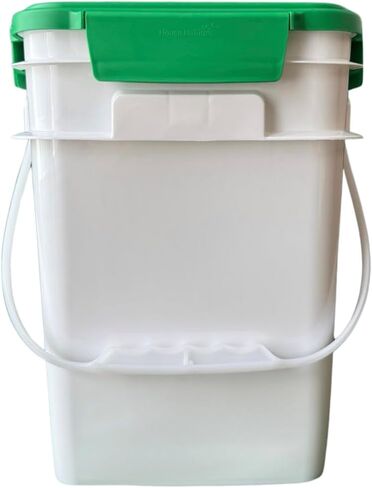 House Naturals 4 Gallon Square Food Grade Bucket Pail with Plastic Handles and Lid (Pack of 3) Made in USA containers (Aqua-White lids) in Kuwait