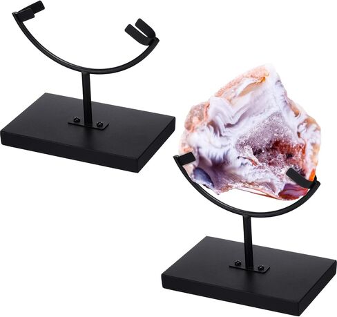 Marsui 2 Pcs Metal Rock Display Stand Crystal Holders Black One Arm Two Prong Display Easel Holder for Slab Slice Fossil Flat Minerals and Crystals in Saudi Arabia