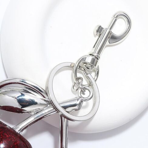 SONGCHANGJEWELRY Golden Cherry Keychain Charm Pendant - Hanging Cherry Decoration - Made of Resin Alloy Material - Cute Pendant with Unique Charm in Saudi Arabia