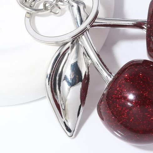 SONGCHANGJEWELRY Golden Cherry Keychain Charm Pendant - Hanging Cherry Decoration - Made of Resin Alloy Material - Cute Pendant with Unique Charm in Saudi Arabia