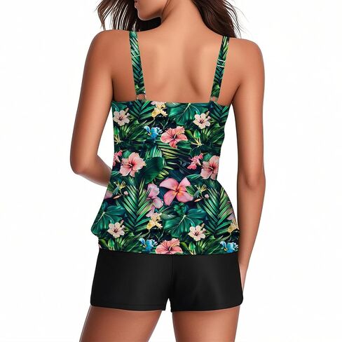 Tankini Swimsuits for Women Plus Size Modest Two Piece Bathing Suit Blouson Swim Tank Top & Boyshorts Swimwear in Saudi Arabia