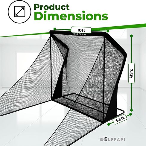 GOLFPAPI Pro Golf Practice Net – Heavy‑Duty 7.5ft & 10ft Steel Frame Hitting Net with 1″ High‑Tension Mesh & Side Shank Protection – Indoor/Outdoor Driving Range & Simulator in Kuwait