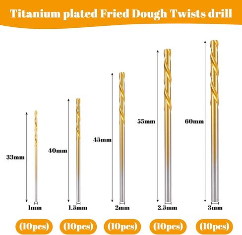 70 Pcs Titanium Drill Bits Micro Twist Drill Bit Set (0.3mm - 3mm) High Speed Steel Fully Ground Bits for Aluminum Copper Soft Alloy Steel Wood Plastic in Saudi Arabia