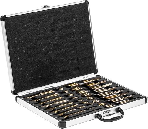 Stark USA 8 قطع عالية السرعة تدريبات الصلب (9/16 "إلى 1") من 1/16 بتات الحفر HSS 135 درجة 1/2 "معادن شانك ، الفولاذ المقاوم للصدأ ، الحديد الزهر ، مع العلبة in Kuwait