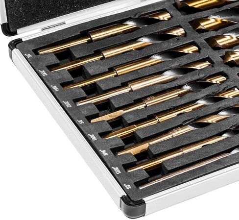Stark USA 8 قطع عالية السرعة تدريبات الصلب (9/16 "إلى 1") من 1/16 بتات الحفر HSS 135 درجة 1/2 "معادن شانك ، الفولاذ المقاوم للصدأ ، الحديد الزهر ، مع العلبة in Kuwait