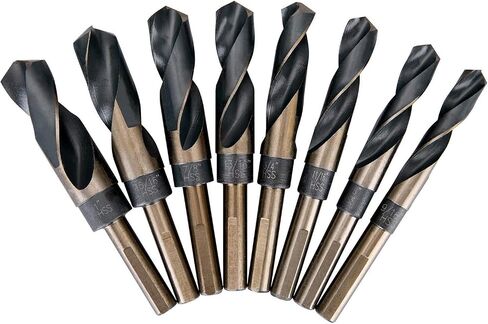 Stark USA 8 قطع عالية السرعة تدريبات الصلب (9/16 "إلى 1") من 1/16 بتات الحفر HSS 135 درجة 1/2 "معادن شانك ، الفولاذ المقاوم للصدأ ، الحديد الزهر ، مع العلبة in Kuwait