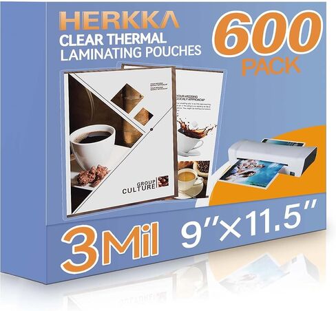 هيركا 200 قطعة من اوراق التصفيح، تحمل اوراق 8.5 × 11 انش، اكياس تغليف حرارية شفافة 3 مل 9 × 11.5 انش، ورق تغليف ورق تغليف للزوايا المستديرة مقاس الحروف in Kuwait
