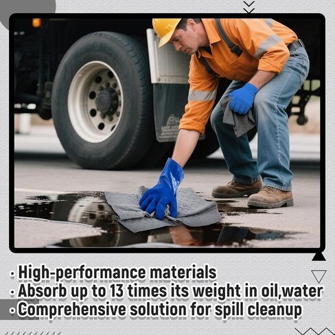 41 Pcs Universal Spill Kit Portable Complete 9-Gallon Spill Kit, Absorbs Oils Water and More, Yellow Bucket, 30 Absorbent Pads, 4 Pcs 3" x 4' Sorbent Socks, 5 Disposal Bags, PVC Gloves in Kuwait
