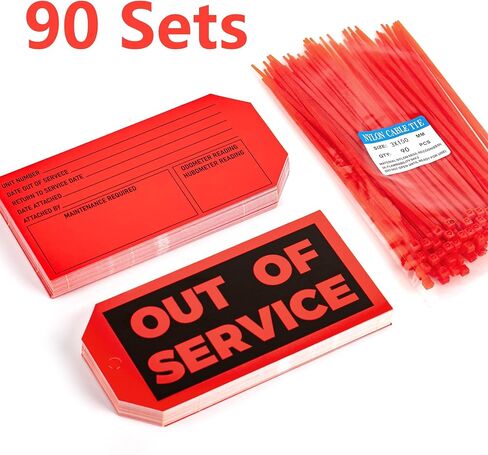 90sets خارج علامات الخدمة مع ملصق إصلاح العلاقات الأسلاك القابلة للتعديل لصيانة الجهاز للمعدات 5.51 × 2.76 بوصة حمراء in Kuwait