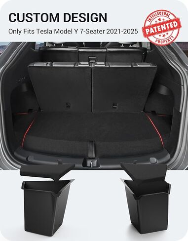 BASENOR 2025 2026 Tesla Model Y Trunk Storage Bins, Trunk Organizer with Carpeted Lid, Rear Trunk Side Storage Box for Model Y Refresh (Juniper) Interior Accessories in Saudi Arabia