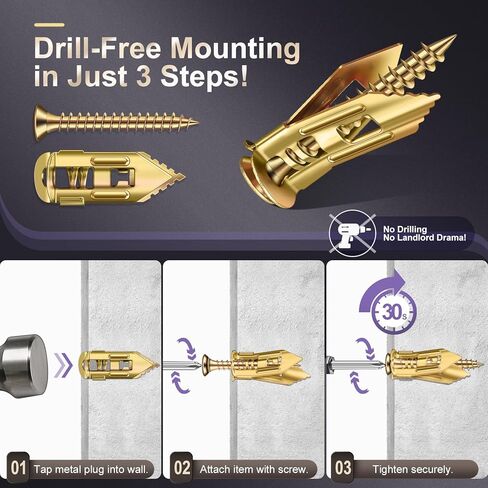 80pcs Self Drilling Drywall Anchors and Screws Kit, 2025 Upgraded 3 Sizes Heavy Duty Wall Anchors Kit Zinc Plated Steel, No Pre-Drill No Holes, Holds 100LBS+ for Picture Frames, Shelves, TV in Saudi Arabia