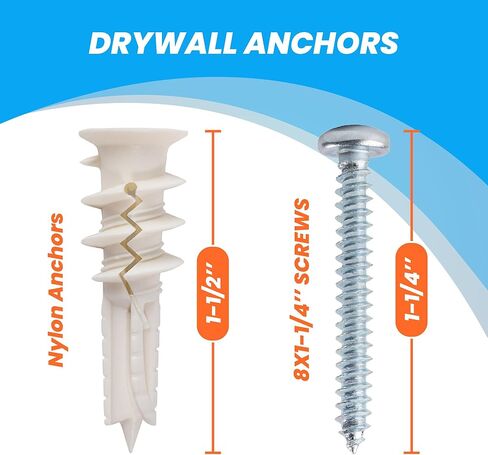 130pcs Drywall Anchors and Screws Kit – #8 x 1-1/4" Self Drilling Anchors – No Pre-Drill Required – Heavy Duty Wall Anchors for Drywall – Holds Up to 75lbs in Saudi Arabia